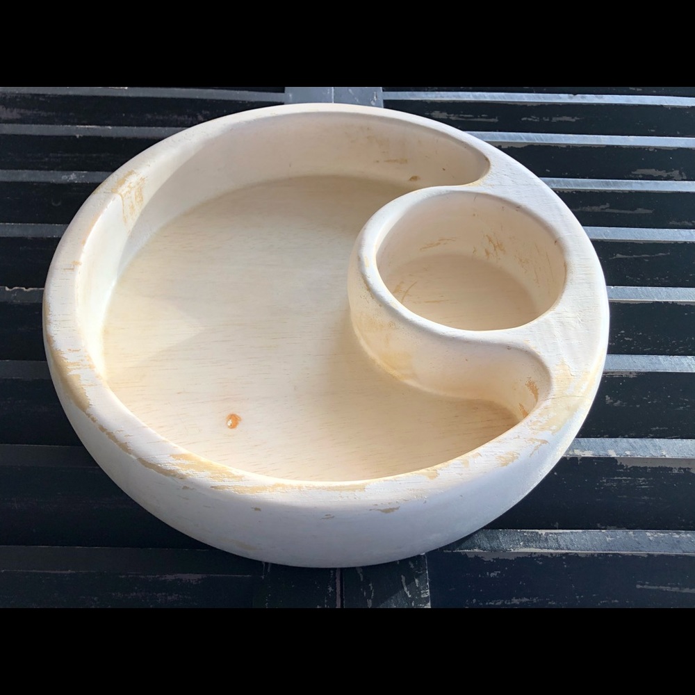 Blonde Wooden Chip & Dip Bowl Serving Dish
